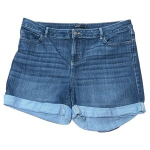 Simply Vera Vera Wang Women’s Blue Jean Shorts with Cuffed Hems Size 14